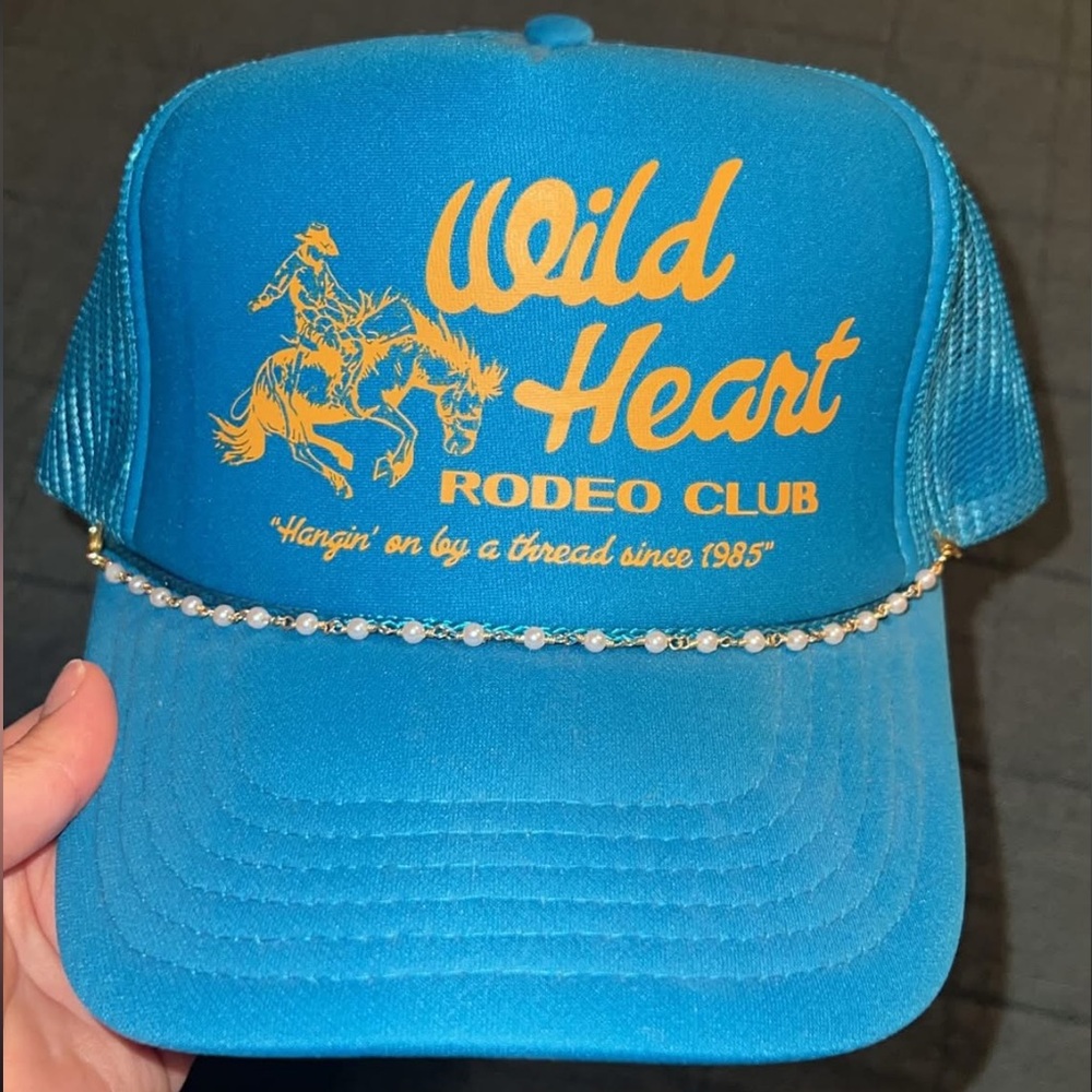 Wild Heart Rodeo Club Trucker Hat w/ Pearl Chain